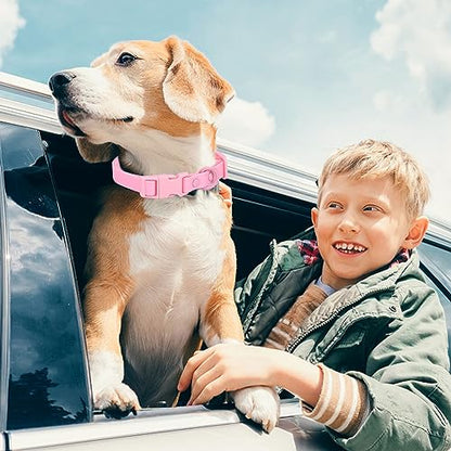 Waterproof Dog Collar Soft Rubber Dog Collar with Safety Buckle Adjustable Pet Collars for Small Medium Large Dogs - color: Pink, size: M
