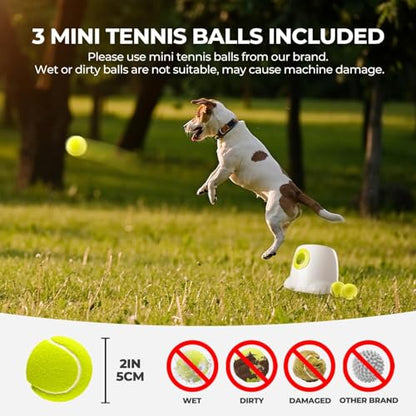 AFP Automatic Ball Launcher for Dogs, USB Rechargeable Interactive Dog Ball Thrower Machine, Auto Fetch Launcher for Small&Medium Dogs, Indoor Outdoor Puppy Play Toy, 3 Tennis Balls Included (2 Inch) - size: 2" ball launcher