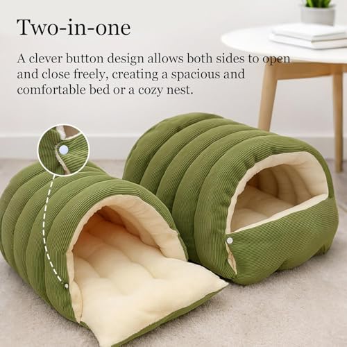 Cozy Monster Cat Bed, 2026 New Upgrated Warm Cat Bed for Winter, Cats Sleeping Bag for Indoor Cats, Calming Plush Anti-Anxiety Cuddler Beds with Washable Removable Cushion (1PC-Green)