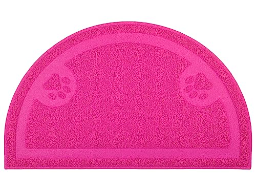 Paw Print Cat Litter Mat, Kitten Litter Mat, Door Mat, Semicircle, 23.5x14.25 Inchs (Pink) - color: Pink