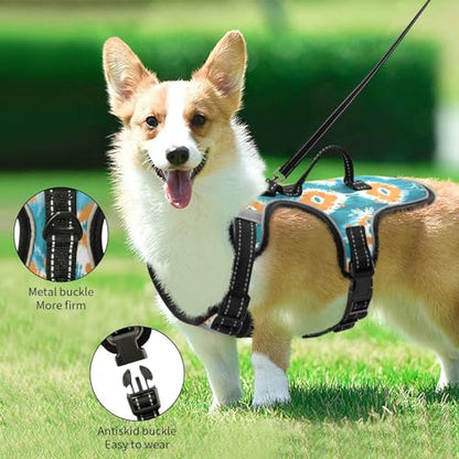 Boho Green Orange Reflective Dog Walking Gear for Animal Hiking Stretchy Vest for Walking at Night with Handle Chaleco para perro Medium
