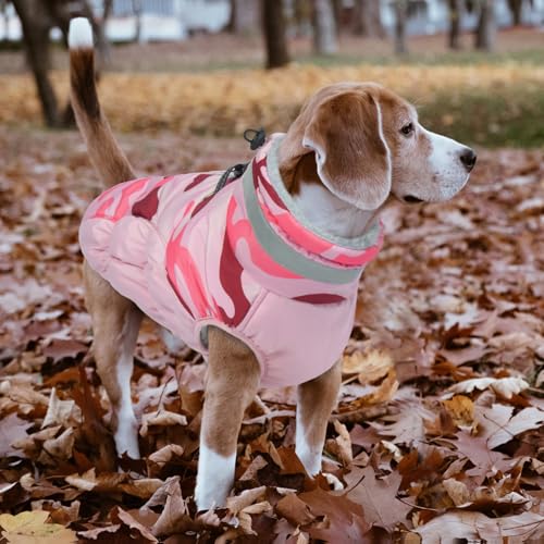 Lelepet Warm Dog Winter Coat Dog Coats for Small Dogs Waterproof Dogs Jacket with Harness Built in Reflective Cold Weather Coats Windproof Zip-Up Winter Fleece Vest Snowsuit Chihuahua Pink Camo - color: Pink Camo, size: X-Small