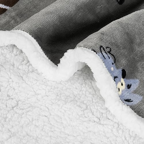 Catalonia Dog Print Sherpa Fleece Throw Blanket, Soft Mink Plush Couch Blanket, Fuzzy Fluffy Comfy Warm Throws, Comfort Caring Gift, 50x60 inches, Grey - color: Dog Grey, size: 50"x60"