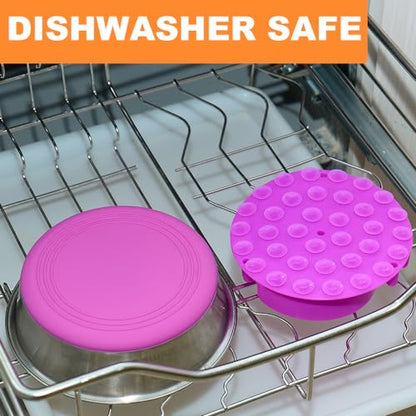 2-in-1 Metal Dog Bowl with Slow Feeder Insert, Stainless Steel Dog Bowls Food Grade 304, Water Food Bowl with Anti-Slip Silicone Base for Small & Medium Dogs(Purple, 3 Cups) - color: Purple, size: 2 Cups