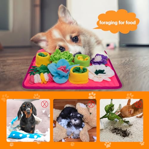 Snuffle Mat for Dogs, Sniff Mat Slow Feeding Mat for Small Pets Cats, Rabbits - Help Stress Relief and Training - Stimulate Your Pet's Foraging Skills! (Bright Pink) - color: Bright Pink