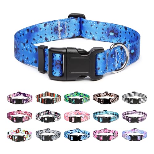 Mercano Adjustable Dog Collar - Special Design Patterns, Soft Nylon Comfortable Durable Pet Collar for Small Medium Large Dogs (XS, Blue Ocean) - color: Blue Ocean, size: Extra Small