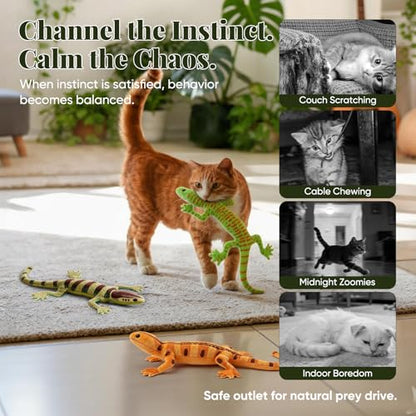CiyvoLyeen Lizard Catnip Toys Chew Bite Resistant Toys for Indoor Cats Boredom Relief Teeth Cleaning Interactive Funny Cute Kitten Cat Lover Gifts Christmas Birthday Presents Set of 4 - style: 4 Lizards