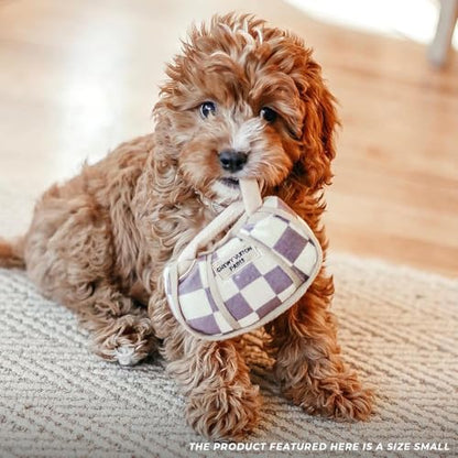 Haute Diggity Dog Chewy Vuiton Handbag Plush Squeaky Dog Toy, Soft Durable Designer-Inspired Stuffed Puppy Chew Toys for Small & Medium Dogs, Machine-Washable (Tan Checker) Small - color: Brown Handbag, size: Small