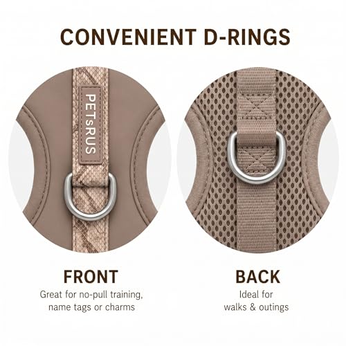 Premium No-Pull Dog Harness Soft Neoprene & Breathable Mesh Vest with Front & Back Clip D-Rings Adjustable Lightweight Walking Harness for Puppies, Small & Medium Dogs (Brown Taupe Snake, L) - color: Brown Taupe Snake, size: L: Neck=16.5-22''/Chest=22.4-3