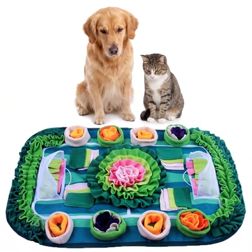 Large 30"x20" Snuffle Mat for Dogs and Cats, Soccer Field Pet Puzzle Toy, Non-Slip Fleece Foraging Mat for Mental Stimulation, Slow Feeder for Pups and Rabbits