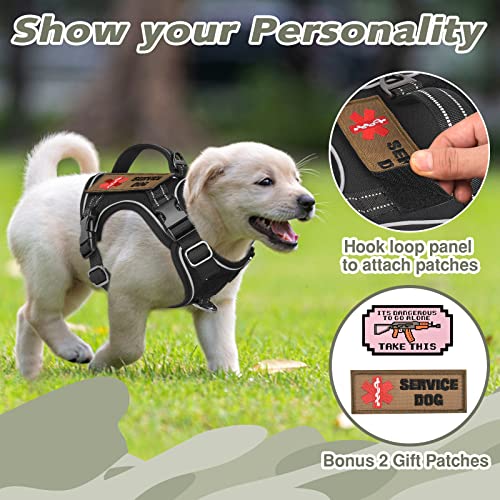 Tactical XS Dog Harness, Military Service Dog Vest with Vertical Handle, No Pull Outdoor Training Small Puppy Vest Chihuahua Harness (Black, XS) - color: Black