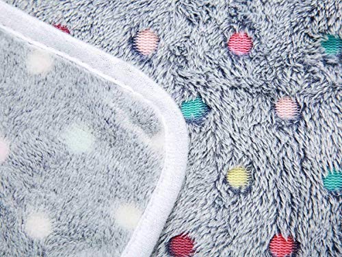 1 Pack 3 Blankets Super Soft Cute Dot Pattern Pet Blanket Flannel Throw for Dog Puppy Cat Blue/Purple/Grey Large - color: Blue/Purple/Grey, size: 41x31 inch (Pack of 3)