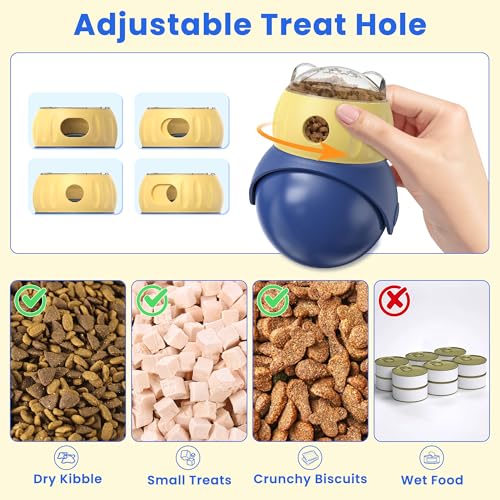 Cat Interactive Puzzle Toy, Adjustable Treat Dispenser for Indoor Cats, Safe Material Kitty Enrichment Toy for IQ Training, Mental Stimulation, Relieve Boredom, Gifts
