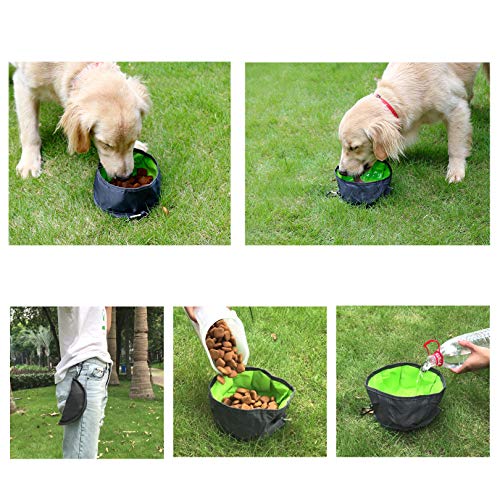 2 Pcs Collapsible Dog Bowls for Travel, Foldable, Portable and Light for Food and Water - (Green+Orange)
