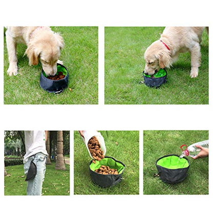 2 Pcs Collapsible Dog Bowls for Travel, Foldable, Portable and Light for Food and Water - (Green+Orange)