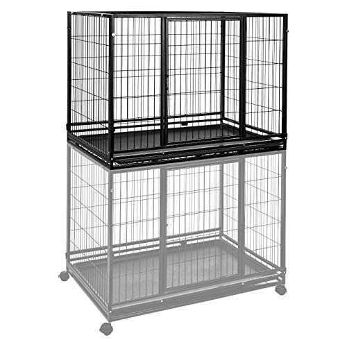 Amazon Basics - Portable Heavy Duty Stackable Dog Pet Kennel on Wheels with Tray, Black, 43.5" L x 29.8" W x 34.3" H - size: 44.9"L x 29.9"W x 33.9"H