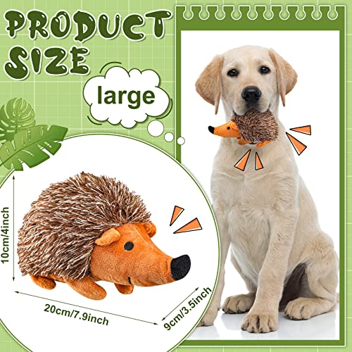 Funtery 4 Pcs Hedgehog Dog Squeaky Interactive for Boredom Hedgehog Chew Stuffed Biting Training Playing Hide and Seek for Puppy, 7.87 Inch Brown