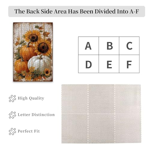 500 Pieces Jigsaw Puzzles for Adults, Fall Sunflower Pumpkin Rustic Wood Art Puzzle, Stress Relief Concentration Training Brain Teaser Puzzle 20.4x15 Inch - color: Wooden Puzzle10, size: 500 Piece pcs
