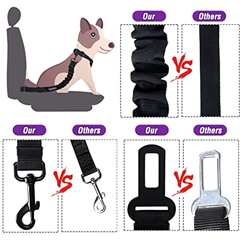 Dog Seat Belt,Retractable Dog Car Harness Seat Belt for Car Adjustable Nylon Pet Safety Seat Belts Heavy Duty & Elastic Bungee Buffer - color: 04-Purple