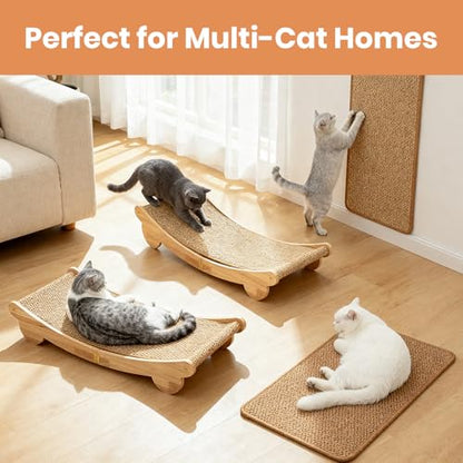 Ordora Cat Scratcher & Mat Set: 31.5" Extra Large Cat Scratch Pad&Bed – Cat Wall Scratcher Protects Sofas and Furniture – Ideal for Indoor Cats to Scratch and Rest - size: Extra Large scratcher+mat