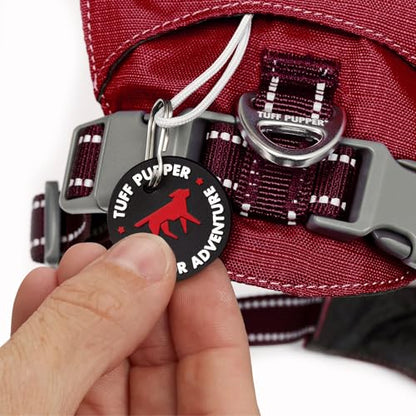 Tuff Pupper All-Day Wear Dog Harness | for Walking, Trail Running, Hiking | Front & Back Leash Clips | Reflective Trim | Easy On/Off Buckles | Lightweight Breathable | No Pull Design (Medium, Red) - color: Crimson Red, size: Medium