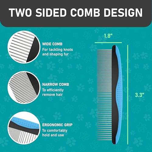 Maxpower Planet Pet Grooming Brush - Double Sided Shedding and Dematting Undercoat Rake Comb for Dogs and Cats,Extra Wide (B1 - Rake, Gloves & Comb, Large) - color: B1 - Rake, Gloves & Comb, size: Large