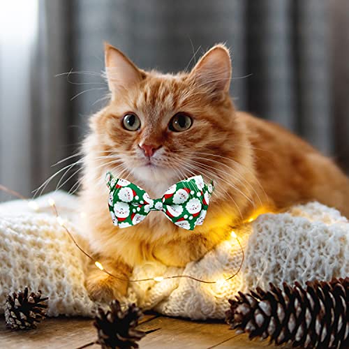 2 Pack Christmas Cat Collar with Bow Tie and Bell, Kitty Kitten Santa Claus and Holiday Snowflake Collar for Boys and Girls - color: Christmas Santa Snow