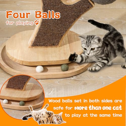 Cat Tree Cat Scratching Post with Vertical Cat Scratcher, Interactive Toy Balls, Handmade Cat Furniture with Natural Materials, Cute Kitten Scratch Post, Easy-to-Clean - color: SZ-6
