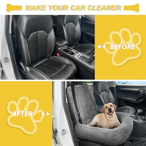 Dog Car Seat for Small Medium Dogs,Detachable Washable Travel Safety Pet Booster Seat, Comfy Ultra Soft and Multifunctional Car Travel Bed,Grey - color: Gray, size: Small