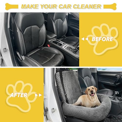 Dog Car Seat for Small Medium Dogs,Detachable Washable Travel Safety Pet Booster Seat, Comfy Ultra Soft and Multifunctional Car Travel Bed,Grey - color: Gray, size: Small