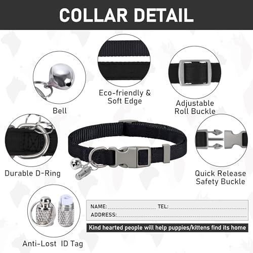 Small Dog Harness Collar and Leash Set, Step in No Chock No Pull Linen Fabric Soft Mesh Dog Vest Harnesses Reflective for Dogs Puppy Cats Kitten Rabbit (Black, XS) - color: Black, size: X-Small