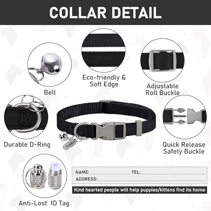 Small Dog Harness Collar and Leash Set, Step in No Chock No Pull Linen Fabric Soft Mesh Dog Vest Harnesses Reflective for Dogs Puppy Cats Kitten Rabbit (Black, L) - color: Black, size: Large