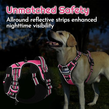 Dog Harness Small Sized, Easy Wearing with 3 Buckles, Adjustable No Pull Pet Harness with 2 Rings for Walking, No Chock Reflective Soft Padded Vest with Control Handle, Pink & Black, S - color: Pink & Black, size: Small