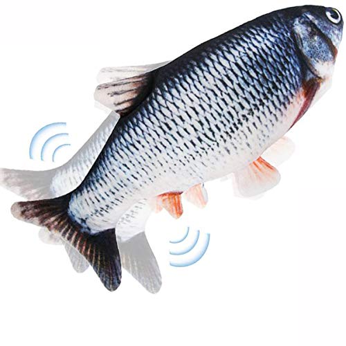 Cat Toys Flopping Fish with Catnip, Moving Cat Toy Interactive for Indoor Cats, Kitten Kicker Floppy Dog Toy, 11" Electric Realistic Plush Wiggle Fish for Kitty Exercise - color: Carp