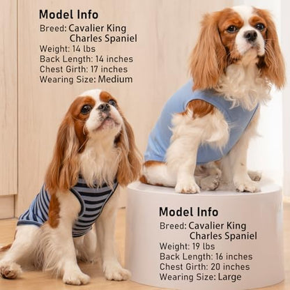 KYEESE 2Pack Dog Shirt, Soft Striped Dogs T Shirts, Lightweight Doggie Tank Top Cat Clothes, Sleeveless Dog Shirt for Small Dogs, Stretchy Pet Vest, Dark Blue, Small - color: 02# 2Pack (Dark Blue+Striped), size: Small (4-7lbs)