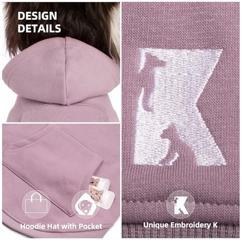 Dog Hoodie & Cat Sweater, Warm Fleece Hooded Sweatshirt with Pocket for Small to Large Pets, Cozy Winter Outfit, Purple, S - color: Purple, size: S-(2~7lb) | Chest(~13")