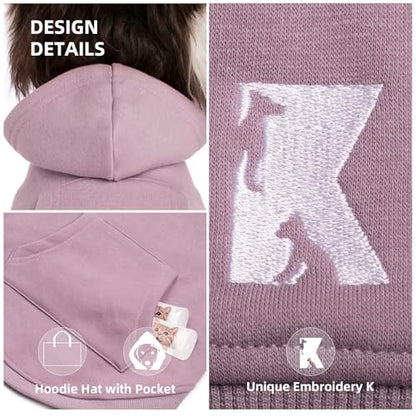 Dog Hoodie & Cat Sweater, Warm Fleece Hooded Sweatshirt with Pocket for Small to Large Pets, Cozy Winter Outfit, Purple, S - color: Purple, size: S-(2~7lb) | Chest(~13")