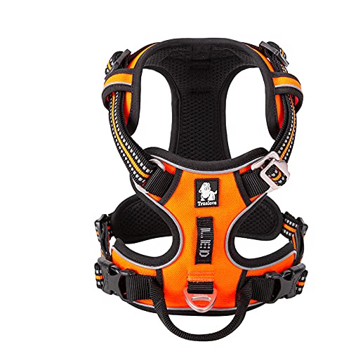 True Love No Pull Dog Harness Extra Reflective Pet Harness for Small Medium Large Dogs Adjustbale for Running Walking Padded Soft Mesh Vest Easy Control TLH56512(Orange,M) - color: Orange, size: M