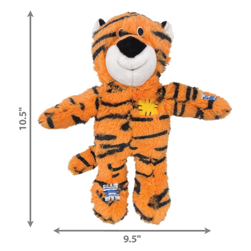 KONG Wild Knots Tiger and Giraffe Combo Dog Toy – Durable Knotted Ropes Inside, Minimal Stuffing for Less Mess – Medium/Large - Bundle