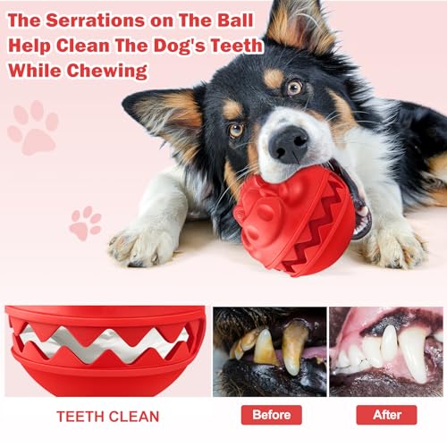 Rubber Treat Dispensing Dog Toys, Indestructible Dog Ball for Aggressive Chewers, Interactive Treat Toy for Boredom to Keep Them Busy, Large Aggressive Chew Dispensing Ball