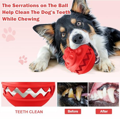 Rubber Treat Dispensing Dog Toys, Indestructible Dog Ball for Aggressive Chewers, Interactive Treat Toy for Boredom to Keep Them Busy, Large Aggressive Chew Dispensing Ball