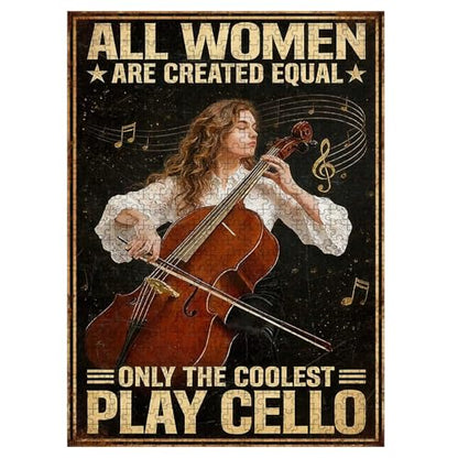 1000 Pieces Jigsaw Puzzles for Adults, All Women are Created Equal Only The Coolest Play Cello Art Puzzle, Stress Relief Logical Thinking Brain Teaser Puzzle 29.5x19.7 Inch - color: Wooden Puzzle1, size: 1000 Piece pcs