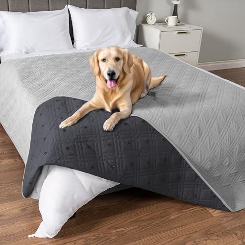 PetAmi Waterproof Bed Cover for Dogs, Pet Blanket Couch Cover, Reversible Furniture Cover Sofa Protector for Pet Cat Bed, Washable Dog Blanket for Seat, 102x82 Light Gray - color: Light Grey, size: 102 x 82 Inches