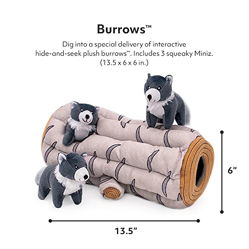 ZippyPaws Burrow- Interactive Dog & Puppy Toys for Boredom, Stimulating Pet Products to Keep Them Busy, Hide & Seek Plush Dog Puzzle, Enrichment Squeaky Toy, for Small & Medium Dogs- Arctic Wolf Log - style: Arctic Wolf