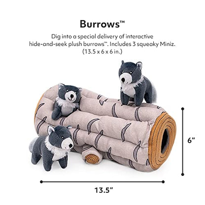 ZippyPaws Burrow- Interactive Dog & Puppy Toys for Boredom, Stimulating Pet Products to Keep Them Busy, Hide & Seek Plush Dog Puzzle, Enrichment Squeaky Toy, for Small & Medium Dogs- Arctic Wolf Log - style: Arctic Wolf