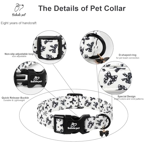 Girl Dog Collar Black Bow Dog Collars for Puppy Small Dogs - Lightweight Adjustable Chic Sweet Spring Female Dogs Everyday Collars with Safety Buckle XS - color: Black Bow, size: XS