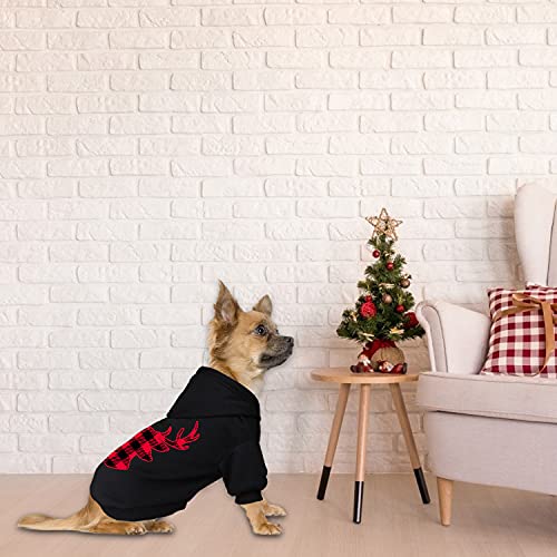 Dog Hoodie Sweater for Dogs Pet Clothes Buffalo Plaid Dog Hooded Sweatshirt Warm and Soft Breathable Cozy(Reindeer&S) - color: Reindeer, size: S