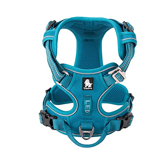 True Love No Pull Dog Harness Extra Reflective Pet Harness for Small Medium Large Dogs Adjustbale for Running Walking Padded Soft Mesh Vest Easy Control TLH56512(Blue,M) - color: Blue, size: M