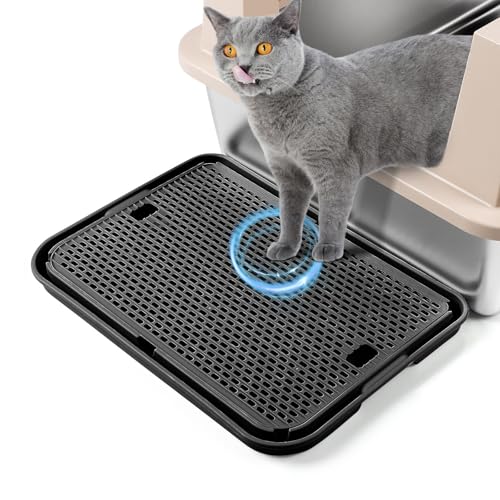 Large Cat Litter Box Step Mat, 16.5"x11.2" Cat Ramp Stairs, Cat Litter Catcher for Self-Cleaning Litter Box, Cats Pedal Step Stool Ideal for Kitten & Older Cats (Black) - color: Black Large