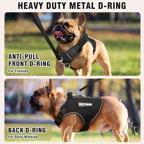 Tactical Dog Harness Small Sized Dog,No Pull Military Dog Vest with Handle,Reflective Heavy Duty Pet Harness for Walking Hiking Training Black S - color: Black, size: Small